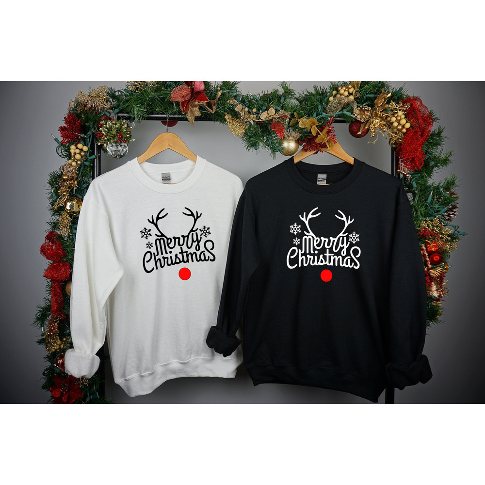 Merry Christmas Sweatshirt, Christmas Sweatshirt, Deer Christmas Sweatshirt, Holiday Sweatshirt, Christmas Family Sweater, Christmas Gift.jpg