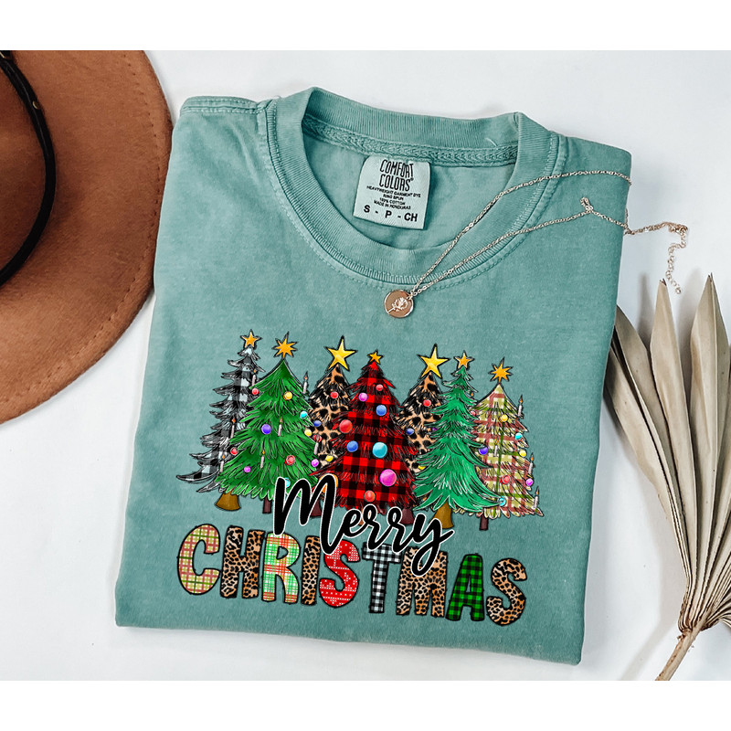 Merry Christmas Trees Shirt, Cute Merry Christmas Shirt, Womens Christmas Shirt, Graphic Christmas Shirt, Holiday Shirt, Winter Shirt.jpg