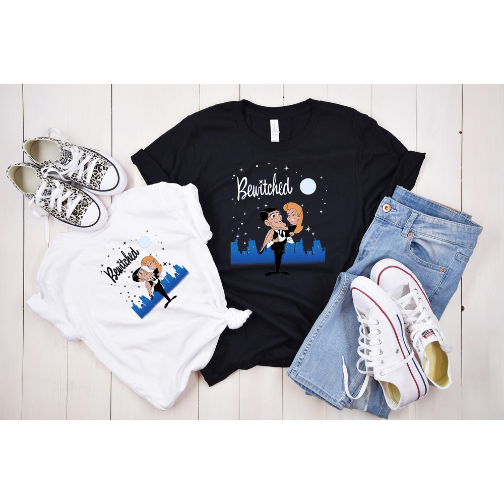 Darren Samantha Bewitched Shirt, Bewitched Cartoon Witch Logo Classic Retro TV Show T Shirt Hoodie Sweatshirt, Bewitched T Shirt.jpg