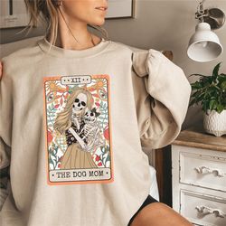 dog mom skeleton tarot card shirt gift for dog lover, dog mom clothing, gothic women shirt, dog halloween shirt, dog lad