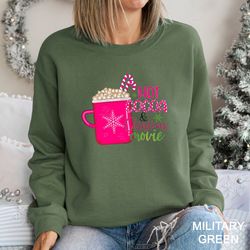 hot cocoa and christmas sweatshirt, christmas shirt, holiday shirt, hot cocoa shirt, holiday season shirt, christmas mov