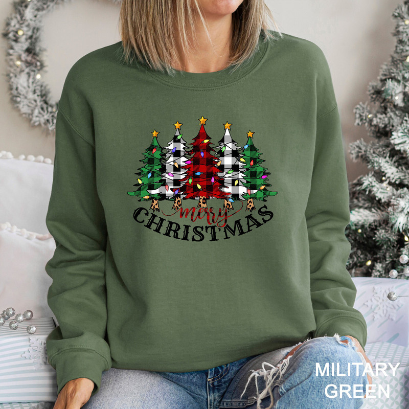 Merry Christmas Tree Sweatshirt, Merry & Bright Christmas Sweatshirt, Holiday Sweater, Womens Holiday Shirt, Christmas Gift CR-0412.jpg