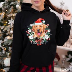 merry christmas wreath yellow labrador sweatshirt, dog sweatshirt, christmas wreath dog hoodie, christmas wreath santa d