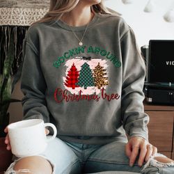 rockin around christmas tree sweatshirt, trendy christmas sweatshirt, sweatshirts for christmas, comfort colors christma