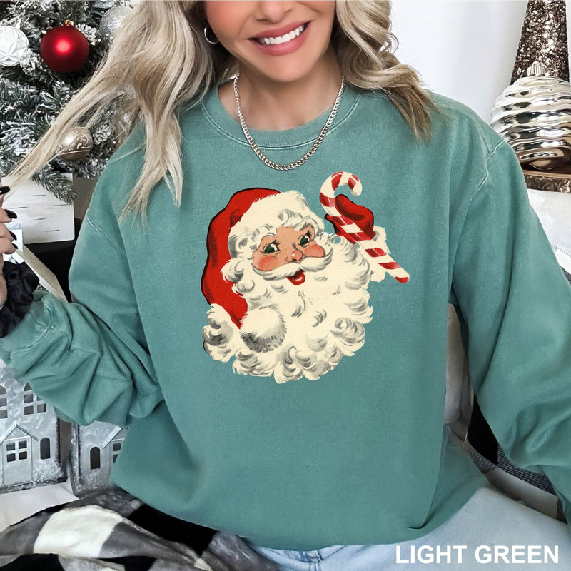 Vintage Christmas Santa Sweatshirt, Retro Santa Sweater, Santa Candle Sweatshirt, Candle Holder Santa Sweater, Best Gift Christmas, CR-0211.jpg