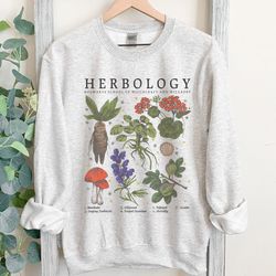 herbology plants sweatshirt in classic grey, herbology sweatshirt, gift for plant lover, botanical, plant wizard pottery