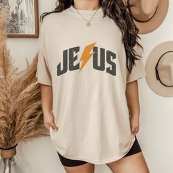 jesus rockstar shirt in tan, oversized, band tee, unisex, christian gift, religious shirt