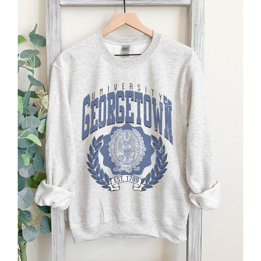 Retro Georgetown sweatshirt in classic gray, college sweatshirt, university sweatshirt, oversized, unisex, gift for student.jpg