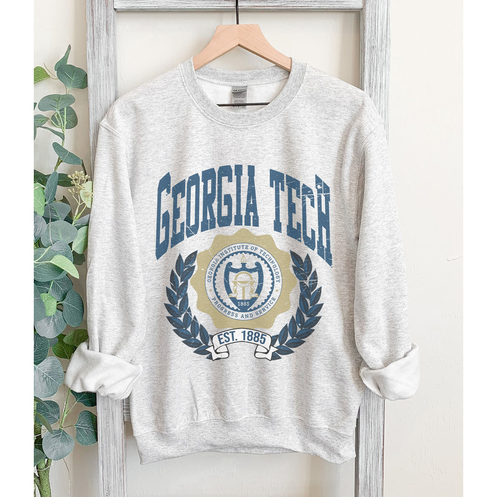 Retro Georgia Tech sweatshirt in classic gray, oversized shirt, unisex shirt, college shirt, university pullover, gift for student.jpg