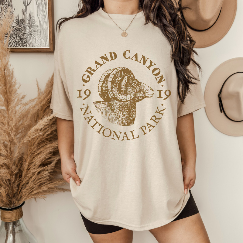 Retro Grand Canyon shirt in tan, est 1919, oversized, unisex, national park.jpg