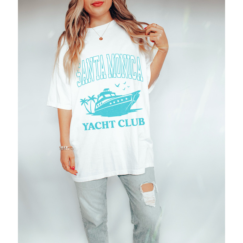 Retro Santa Monica Yacht Club shirt in white, oversized, unisex, social club 1.jpg
