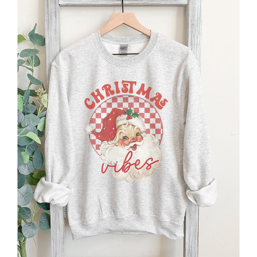 Retro Santa Sweatshirt, Vintage Santa Sweatshirt, Retro Christmas Santa, Holiday Clothing Women, Christmas Vibes Sweatshirt, holiday.jpg