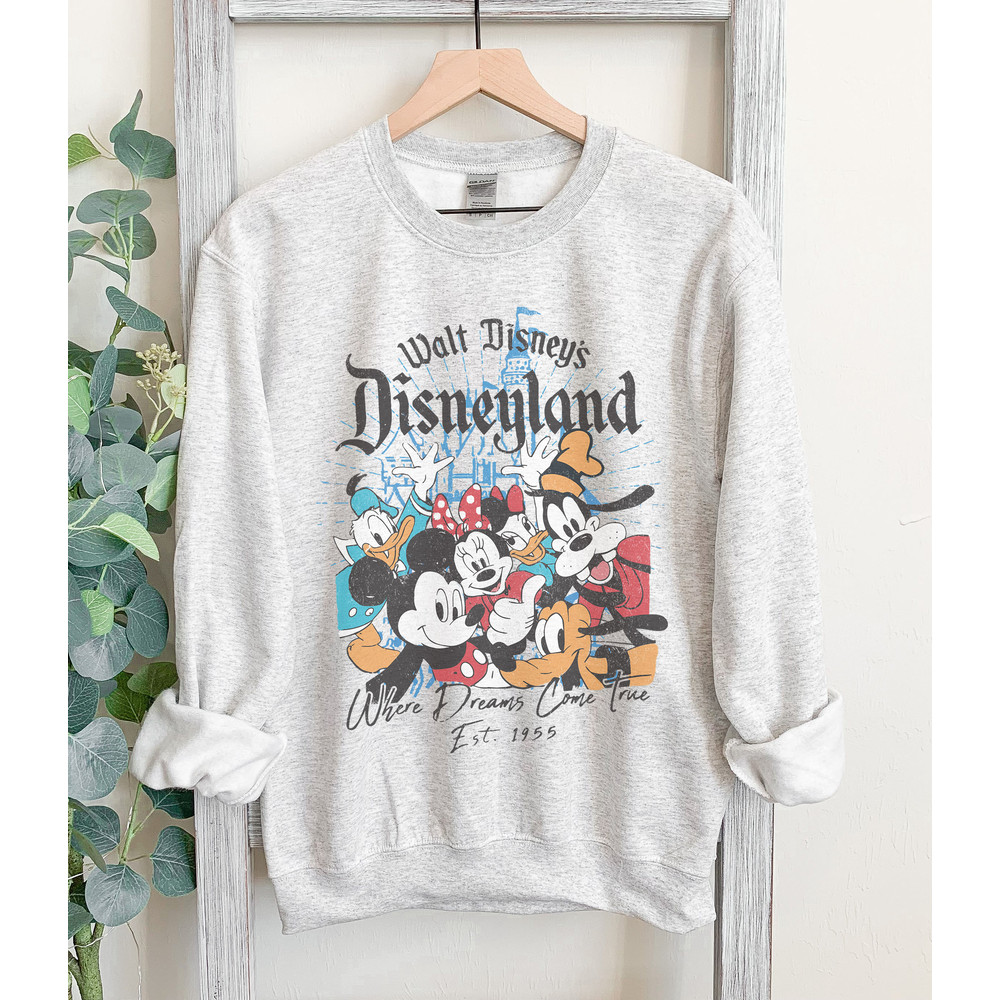 Retro Walt Disney's Disneyland Est 1955 Where Dreams Come True Sweatshirt, Retro Disney Castle Shirt, Mickey and Friends, Disney Family.jpg