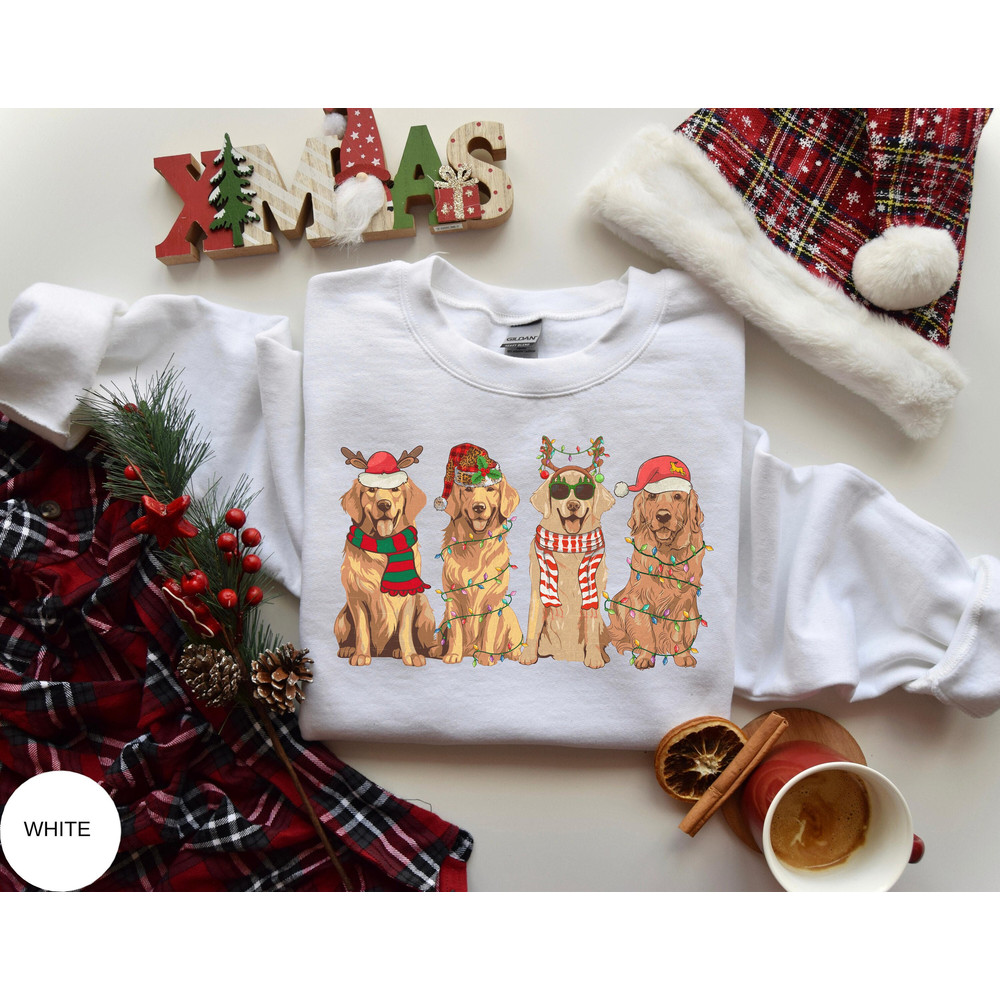 Golden Retriever Christmas Light Sweatshirt, Golden Dog Merry Christmas Shirt, Golden Mom Gift, Dog Lover Shirt, Dog Dad Apparel, Animal Tee.jpg