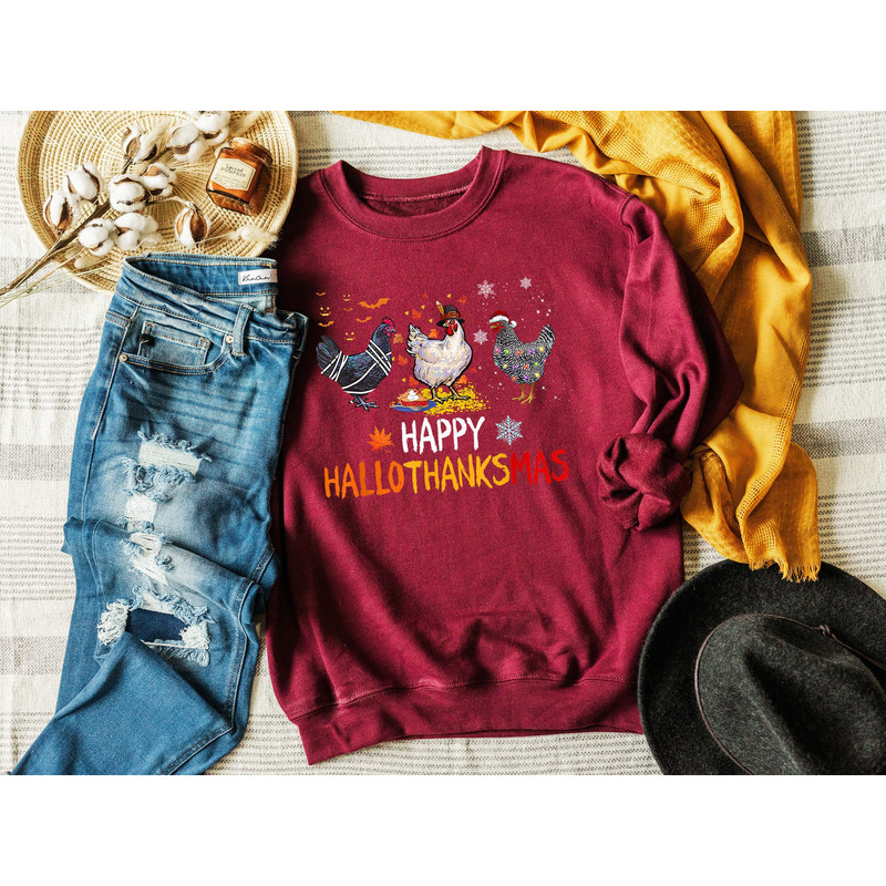 Happy Hallothanksmas Shirt, Thanksgiving Season, Fall Season Shirt, Thanksgiving Shirt, Fall Vibe Tee, Fancy Fall Shirt, Gift For Her.jpg
