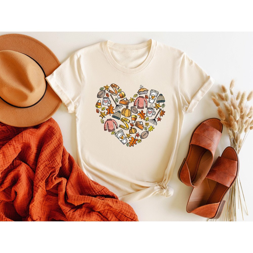 Hearth Shaped Autumn Season Shirt, Autumn Sweatshirt, Fall Season Shirt, Hello Pumpkin Shirt, Fall Season Sweatshirt, Fall Gift For Her.jpg