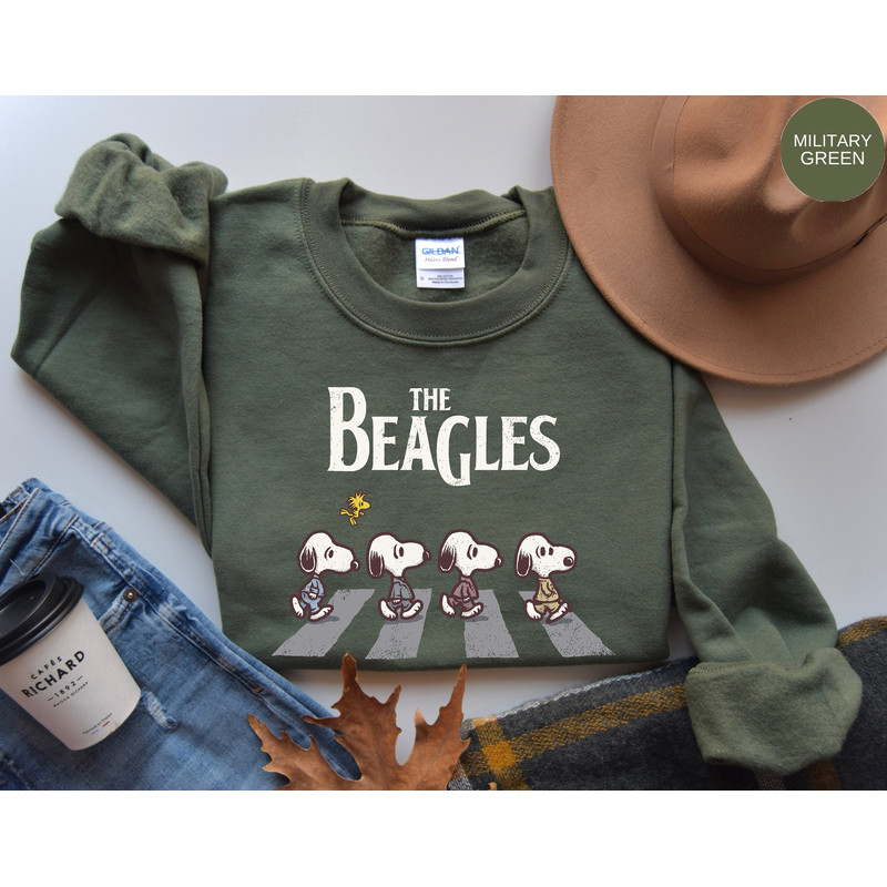 Snoopy Shirt, The Beagles Sweatshirt, Abbey Road Inspired Shirt, Fall Dogs Shirt, Funny Beatles Inspired Apparel, Cartoon Sweater, Snoopy.jpg
