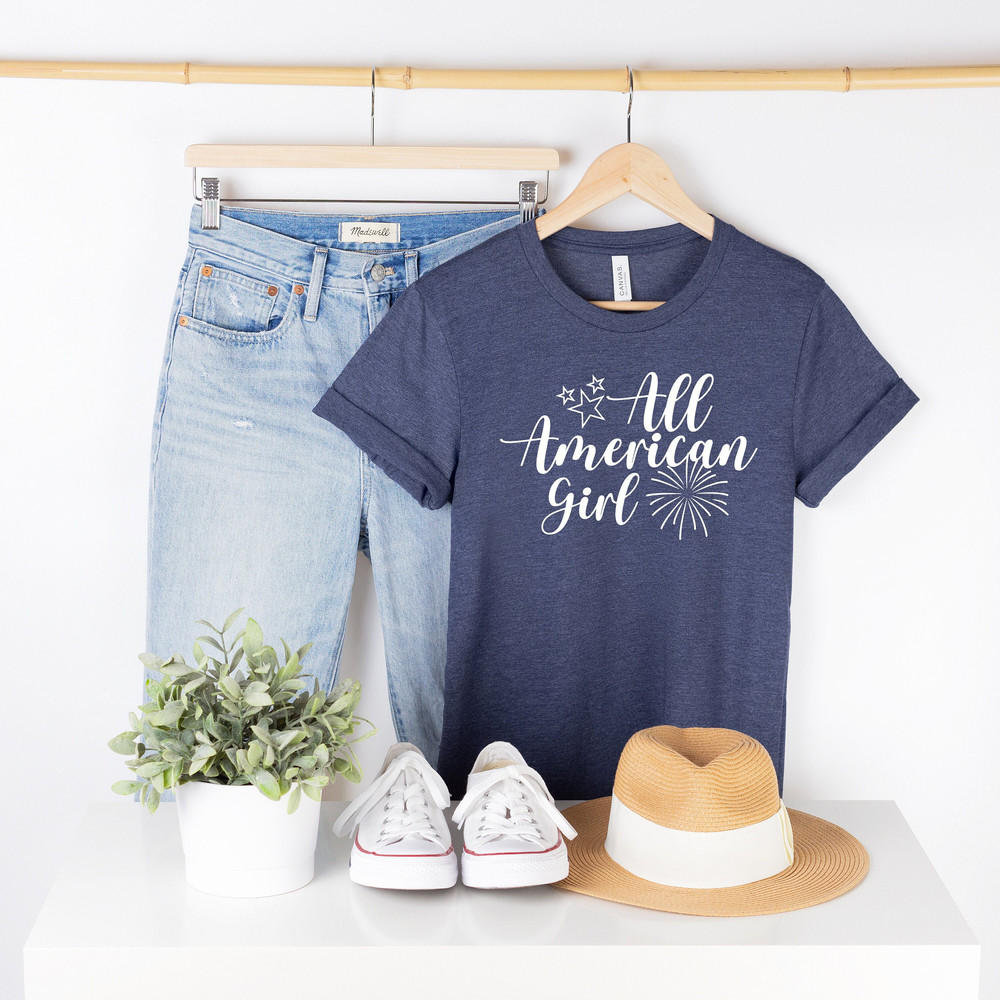 All American Girl Shirt, Kids July 4th T-Shirt, Patriotic Girls Gift, USA Memorial Day Tshirt, Fourth of July Tee, Independence Day, Freedom.jpg