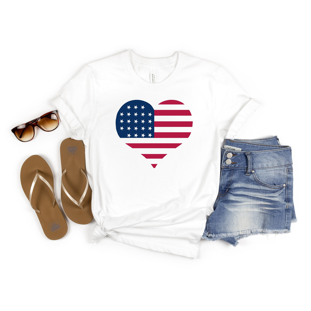 American Heart Flag T-Shirt, USA Memorial Days Shirt, 4th of July Shirt, Fourth of July Tee, USA Independence Day Shirt, American Star Gift.jpg