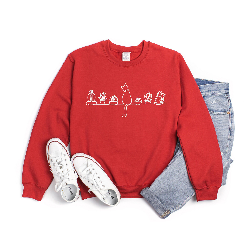 Cats and Plants Sweatshirt,, Animal Lover Sweatshirt, Plant Lover Sweatshirt, Gardening Sweatshirt, Gardener Sweater, Succulent Plant Hoodie.jpg