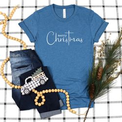 christmas t-shirt, merry christmas shirt, christmas outfits, merry and bright shirt, holiday gift tee, cute xmas shirt,