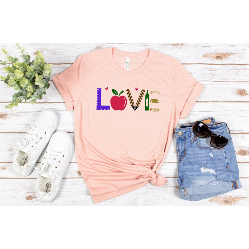 Happy First Day of School Tee, School Love T-Shirt, KindergartenTeacher Gift, Back to School Shirt, Funny Love Tee, Teacher Love Inspire Tee.jpg