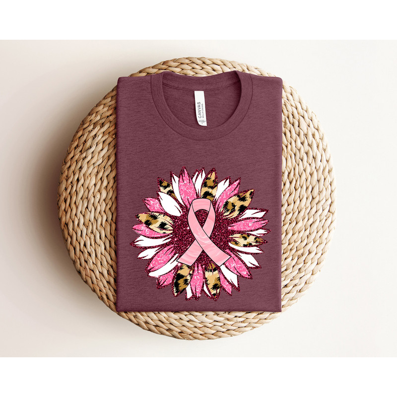 Cancer Sunflower Shirt, Cancer Awareness Shirt, Cancer Family Support Shirt, Pink Ribbon Shirt, Cancer Fighter Shirt, Pink Day Sweatshirt.jpg