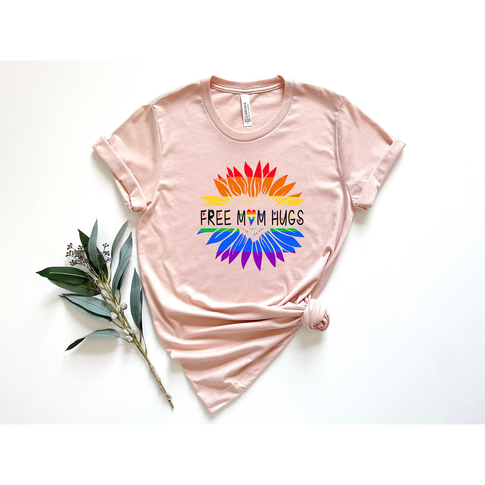 Free Mom Hugs Shirt, Pride Mom Shirt, Pride Shirt, LGBTQ Shirt, Pride Flower Shirt, Gay Shirt, Lesbian Shirt, Proud Mom Shirt, Pride Gift.jpg