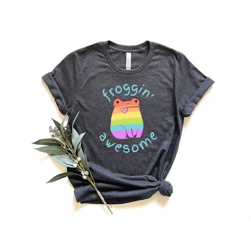 Froggin' Awesome Shirt, Pride Frog Shirt, Pride Shirt, LGBTQ Shirt, Funny Pride Shirt, Gay Shirt, Lesbian Shirt, Proud Mom Shirt, Pride Gift.jpg