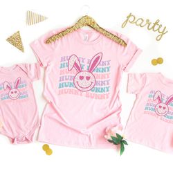 hunny bunny shirt, easter party shirt, easter bunny shirt, easter happy face shirt, easter squad shirt, easter family sh