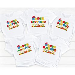 super mario shirt, super mario birthday shirt, super mario family shirt, mario & friend party matching tee, mario family