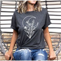 mystic moon and sun floral shirt, celestial floral sun and moon, boho vintage comfort colors shirt, celestial moon shirt