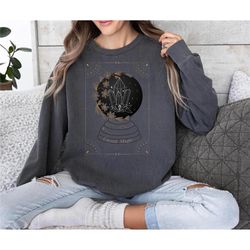 celestial crystal ball shirt, witch crewneck