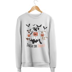 trick or treat dog ghost crewneck, cute spooky dog ghosts shirt