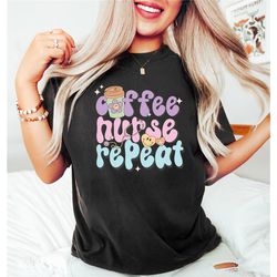 coffee nurse repeat, nurse tee retro nurse shirts, rn, unisex crewneck sweatshirt, graduation gift, nursing school, nurs