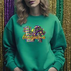 mardi gras sweatshirt, louisiana mardi gras sweater, scary louisiana crocodile sweatshirt, mardi gras gift, louisiana cr