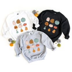pumpkin varieties shirt, jack-o-lantern sweatshirt, pumpkin shirt, leopard pumpkin shirt, fall season shirt, thanksgivin