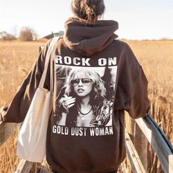 stevie nicks hoodie, stevie nicks rock on gold dust shirt, fleetwood mac rock band t-shirt, sweatshirt, gift for men