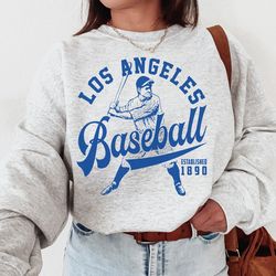 vintage los angeles dodger crewneck sweatshirt / tshirt, dodgers est 1890 shirt, los angeles baseball, retro dodgers shi