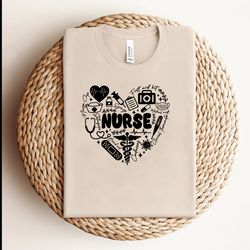 retro heart nurse doodles first aid kit shirt