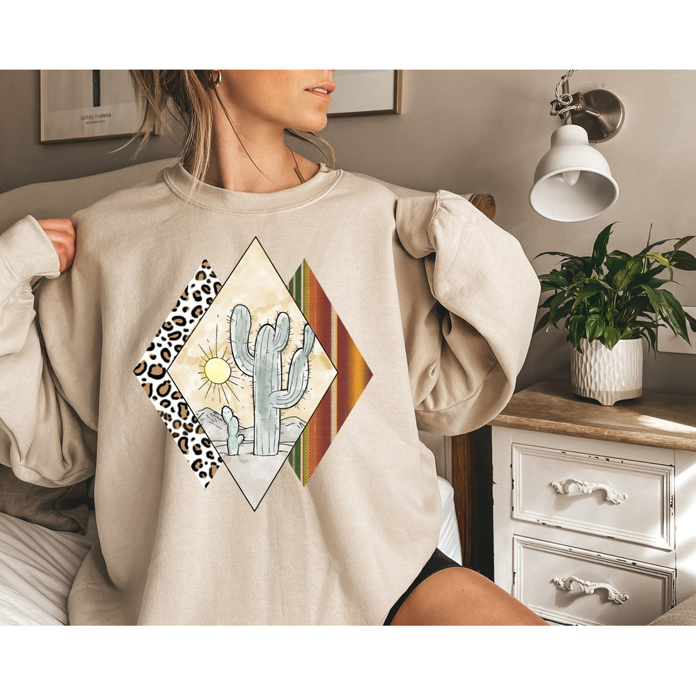 Cactus Sun Set Sweatshirt, Western Shirt, Southern Shirt, Cheetah Leopard Shirt, Cowgirl Sweatshirt, Retro Hoodie, Country Shirt, Boho Shirt.jpg