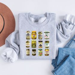 Canned Pickles Sweatshirt, Canning Season Sweatshirt, Pickle Lovers Sweater,Homemade Pickles Sweater, Pickle Jar Crewnec