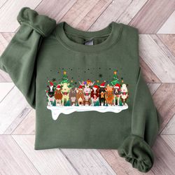 Christmas Sweatshirt, Cute Cow Christmas Sweatshirt,Christmas Gift, Cow Lover Shirt, Christmas Cow Shirt, Animals Farm S