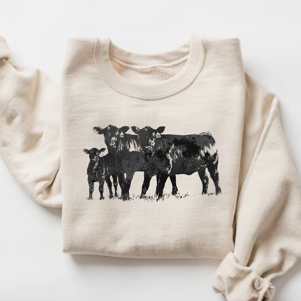 Cow Sweatshirt, Cow Shirt, Western Crewneck Comfort Sweatshirt Cottagecore Clothing Cow Sweater, Comfort Western Wear Gifts for Cow Lovers.jpg