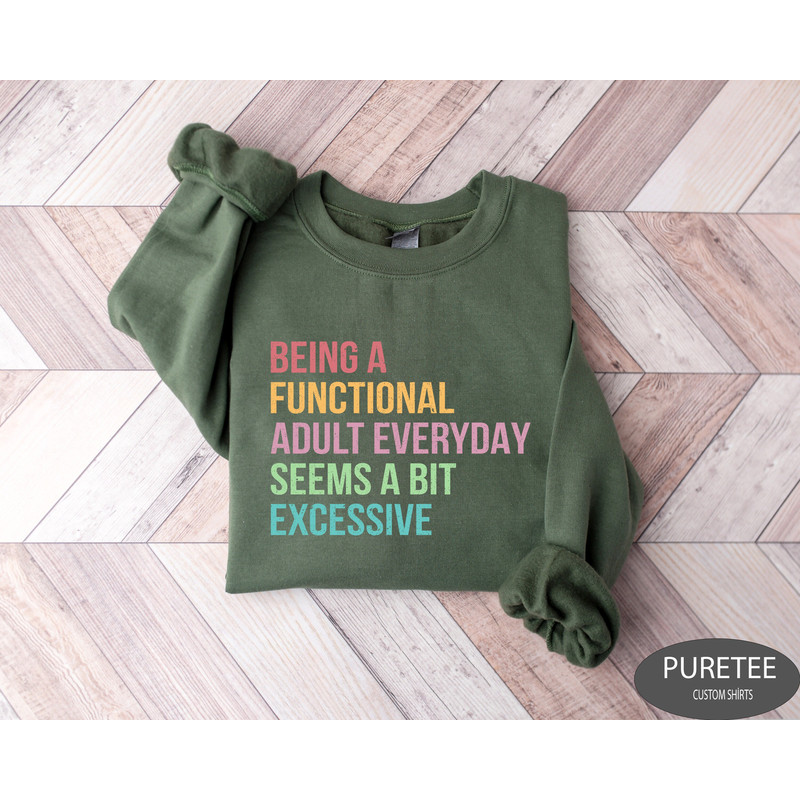 Being A Functional Adult Everyday Seems A Bit Excessive Sweatshirt, Funny Saying Shirt, Funny Adult Sweatshirt, Sarcastic Adult Sweatshirt.jpg