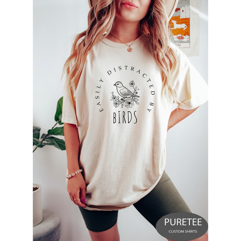 Bird Watching Shirt, Easily Distracted by Birds, Funny Gift for Bird Watcher, Nature Shirt, Cute Bird, Retro Birds, Bird Lover Shirt.jpg