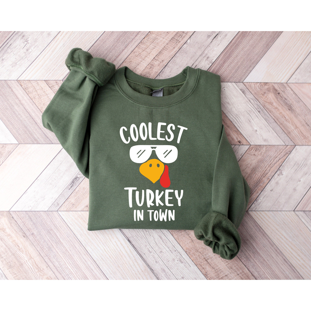 Coolest Turkey in Town Sweatshirt, Fall Shirt, Hello Pumpkin, Funny Kids Thanksgiving Shirt, Thankful Shirt, Turkey Shirt,Happy Thanksgiving.jpg