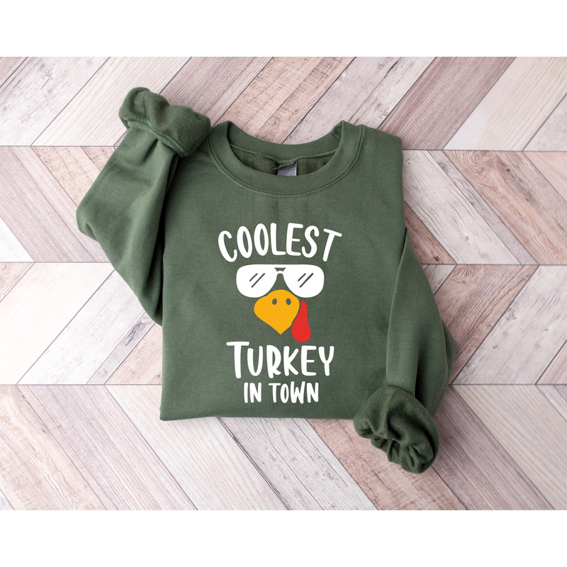 Coolest Turkey in Town Sweatshirt, Fall Shirt, Hello Pumpkin, Funny Kids Thanksgiving Shirt, Thankful Shirt, Turkey Shirt,Happy Thanksgiving.jpg