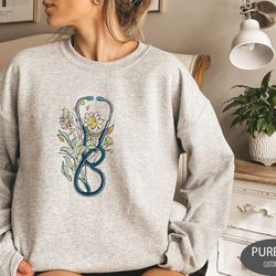 floral stethoscope sweatshirt, doctor or nurse tshirts, floral nurse shirt, nurse graduation gift, womens nursing school