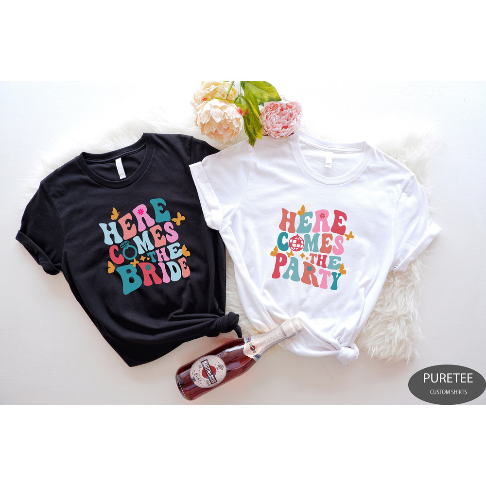 Groovy Bachelorette Party Shirts, Retro Bachelorette Shirt, Bridal Party Shirt Women, Bridesmaid Gift, Here Come The Bride Shirt,Retro Bride.jpg